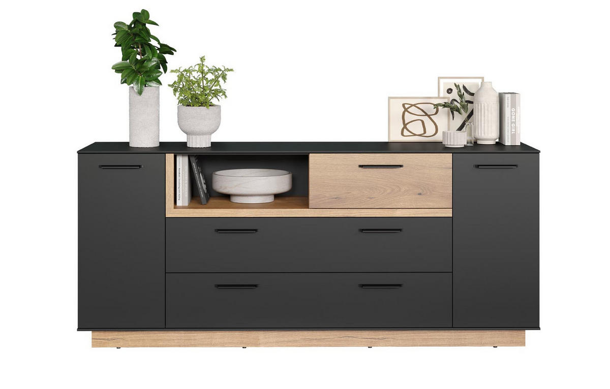 SIDEBOARD Synnax Grau - Grau, Holzwerkstoff (187/187/81cm) - ebuy24