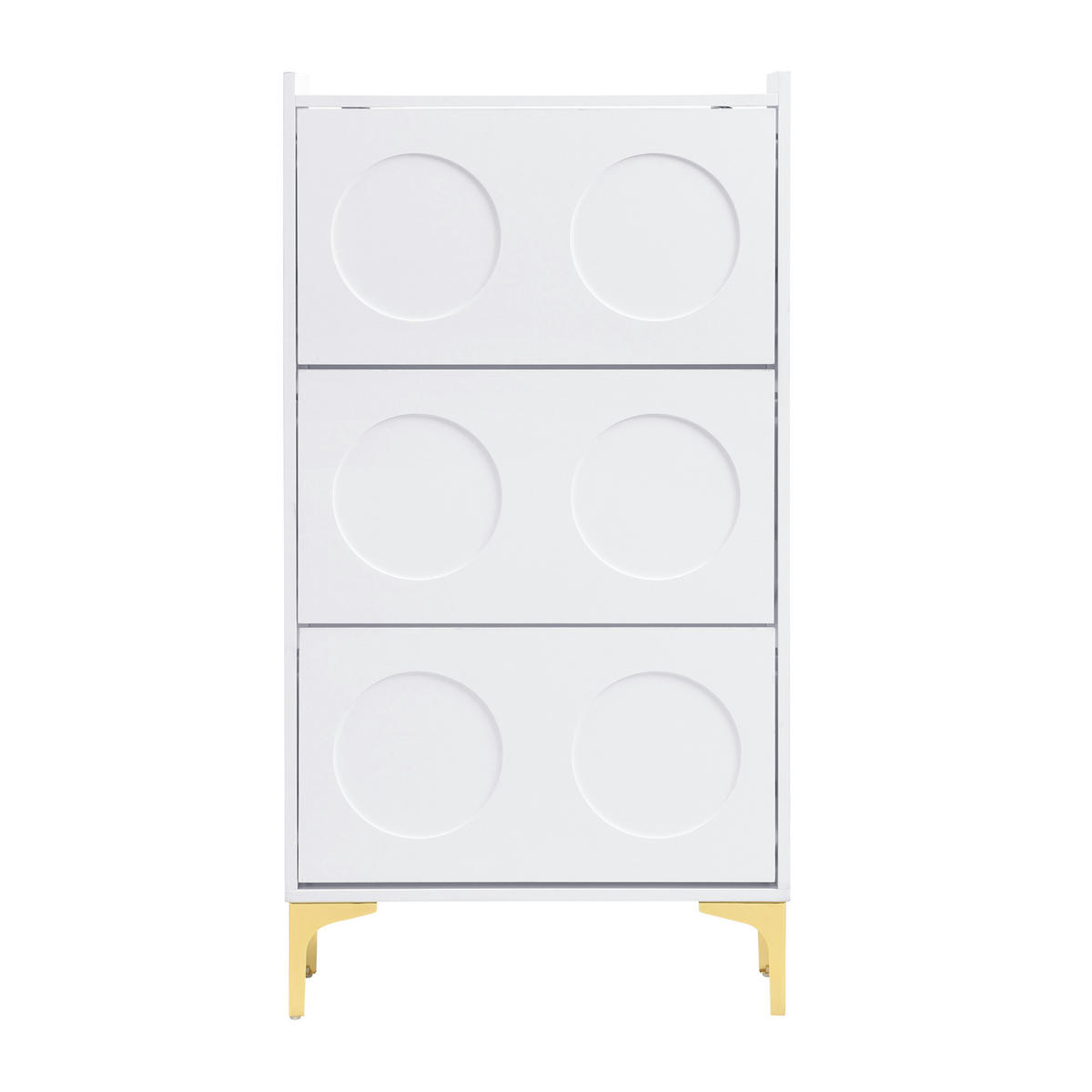 SCHUHSCHRANK aus MDF 63x24x120cm in Weiß mit goldfarbenen Metallbeinen - Weiß, Holzwerkstoff (63/120/24cm) - Modfu