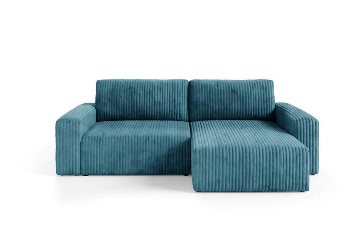 ECKSOFA mit Schlaffunktion Cord Türkis - Türkis, Textil (244/149cm) - Furnisell