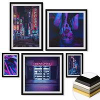 WANDBILDER 5er-Set - 50x50 cm & 20x30 cm & 40x60 cm Schwarzer Rahmen - Kosmische Sternenlandschaften - Schwarz, Kunststoff (40/60cm) - ArtPrintCave