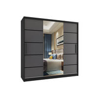 SCHWEBETÜRENSCHRANK Verona MT, Schwarz/Grau Matt, 200 cm, mit Spiegel - Grau, Holz (200/216/60cm) - B BELINI GROUP