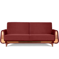 3-SITZER-SCHLAFSOFA GUSTAVO mit Armlehnen, rot - Dunkelbraun/Braun, Holz/Holzwerkstoff (230/98/98cm) - KONSIMO®