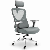 CLEVERSEAT Bürostuhl ergonomisch | Schreibtischstuhl mit Kopfstütze für Home Office Arbeitszimmer | Anthrazit - Anthrazit/Silberfarben, Kunststoff/Textil (70/134/70cm) - Clouvou