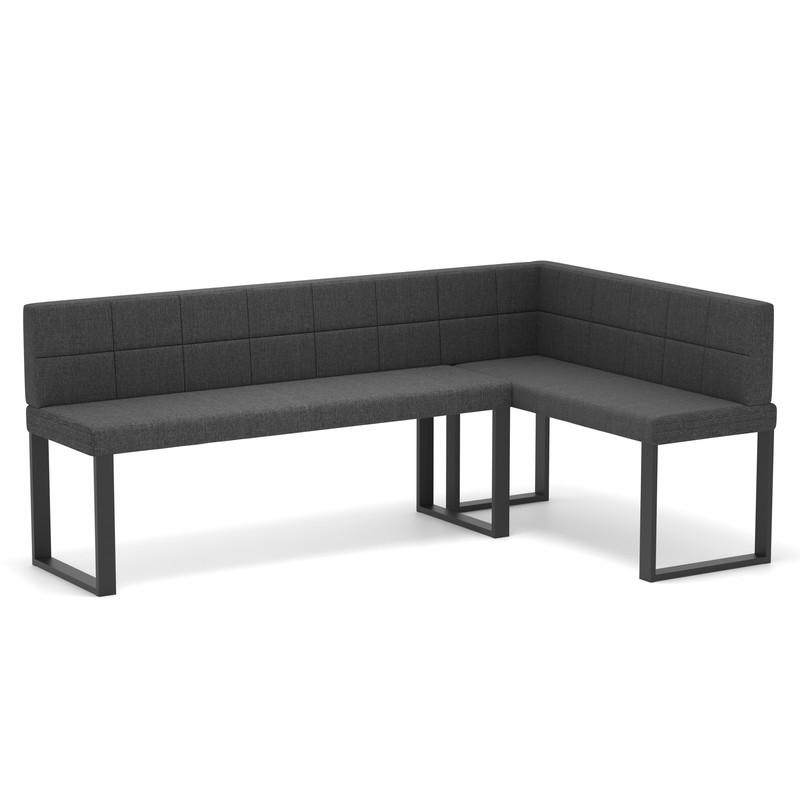 ECKBANK rechts SANA U Webstoff gesteppt, 196/142 cm Anthrazit - Anthrazit, Textil/Metall (142/196cm) - Idohome
