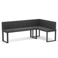 ECKBANK rechts SANA U Webstoff gesteppt, 196/142 cm Anthrazit - Anthrazit, Textil/Metall (142/196cm) - Idohome