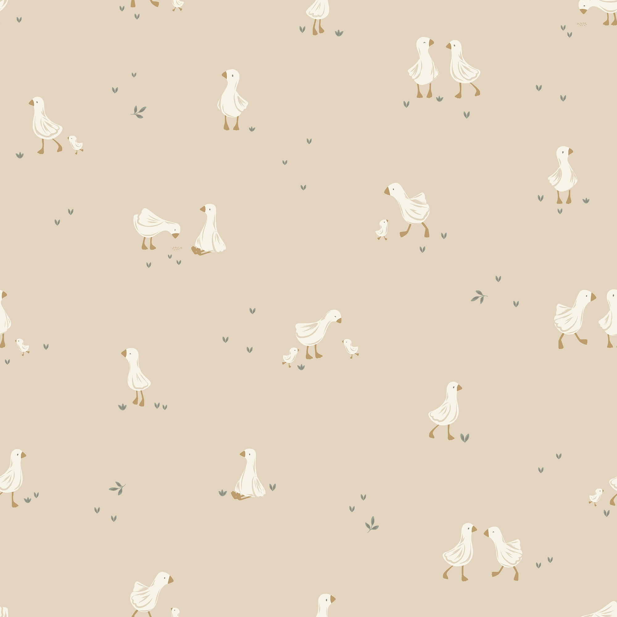 TAPETE Little Goose - Beige/Weiß, Papier/Kunststoff (52/1000cm) - Little Dutch