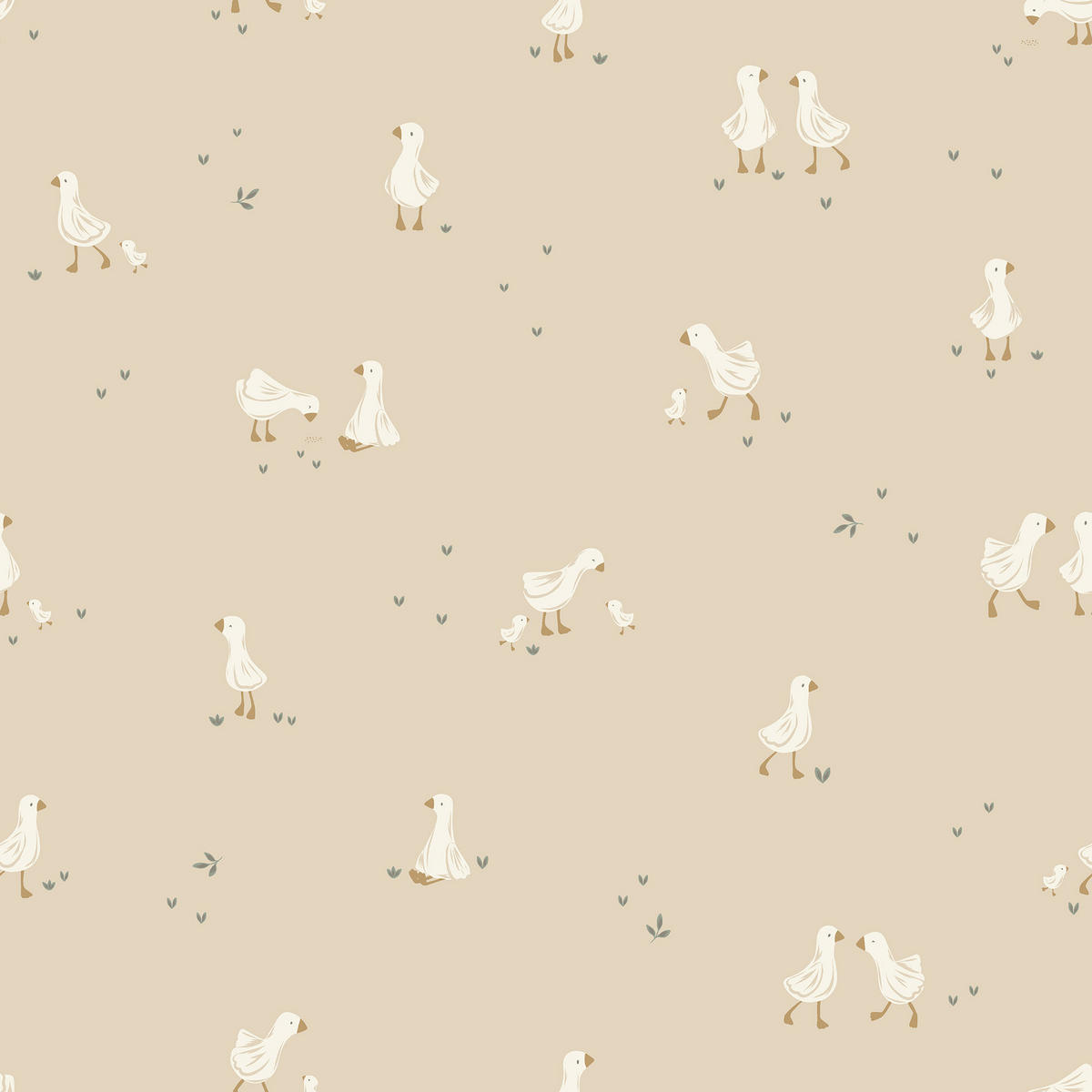 TAPETE Little Goose - Beige/Weiß, Papier/Kunststoff (52/1000cm) - Little Dutch