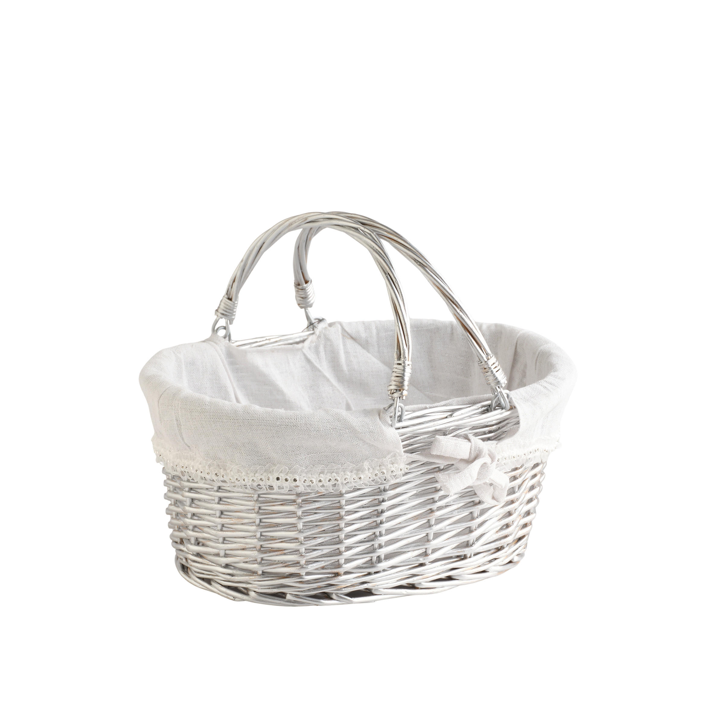 KORB MIT HENKEL Perla - Weiß, Naturmaterialien (23.5/24/31cm) - home&you