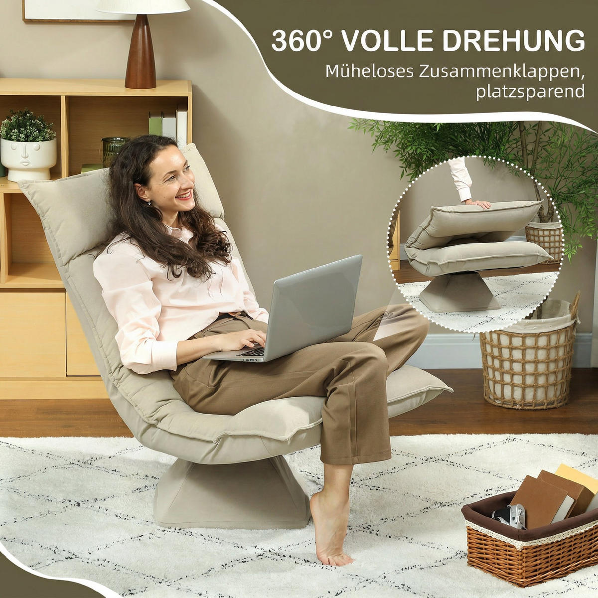 SCHLAFSESSEL DE-13543 Beige - Beige, Textil (62/95/70cm) - ComfortXL