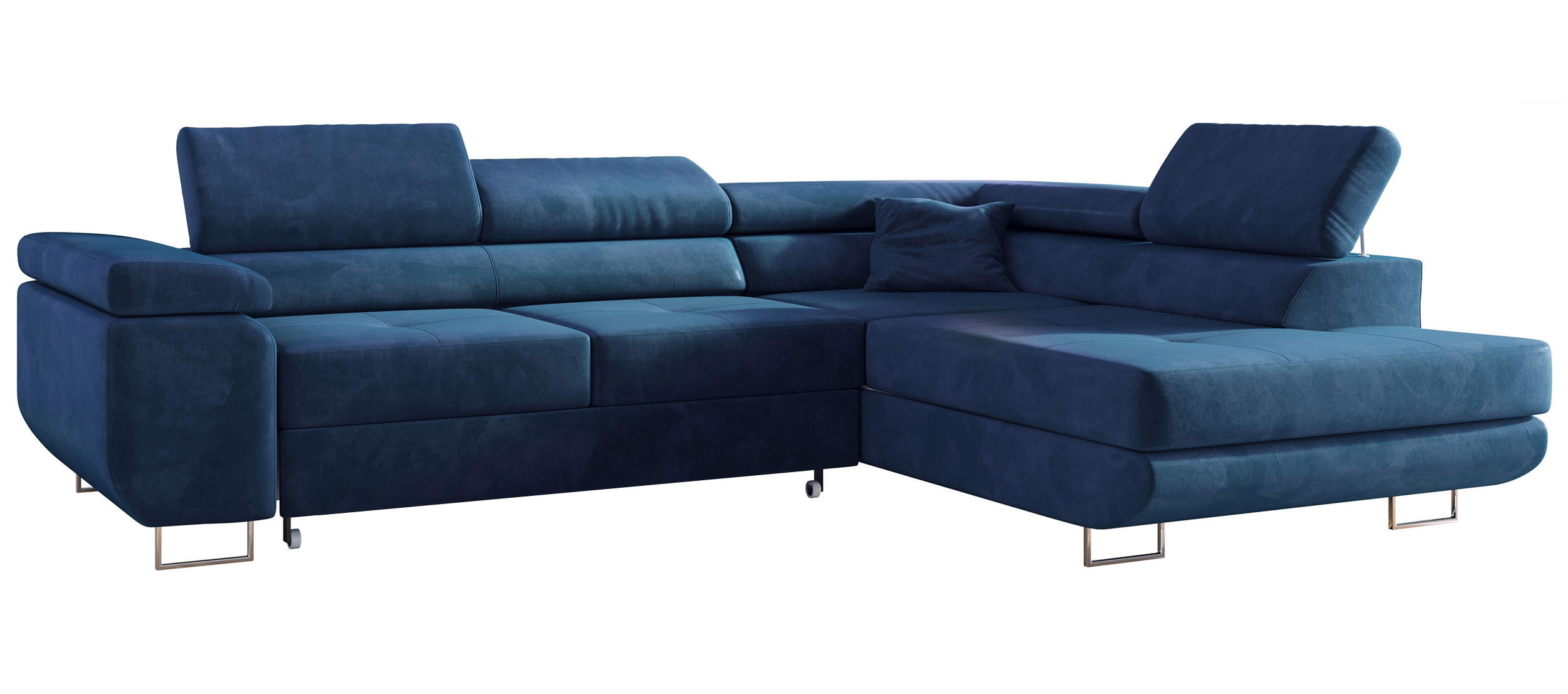 ECKSOFA GUSTAW L Dunkelblau Velvet Rechts Seite - Silberfarben/Dunkelblau, Textil/Metall (275/205cm) - MKS