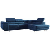 ECKSOFA GUSTAW L Dunkelblau Velvet Rechts Seite - Silberfarben/Dunkelblau, Textil/Metall (275/205cm) - MKS