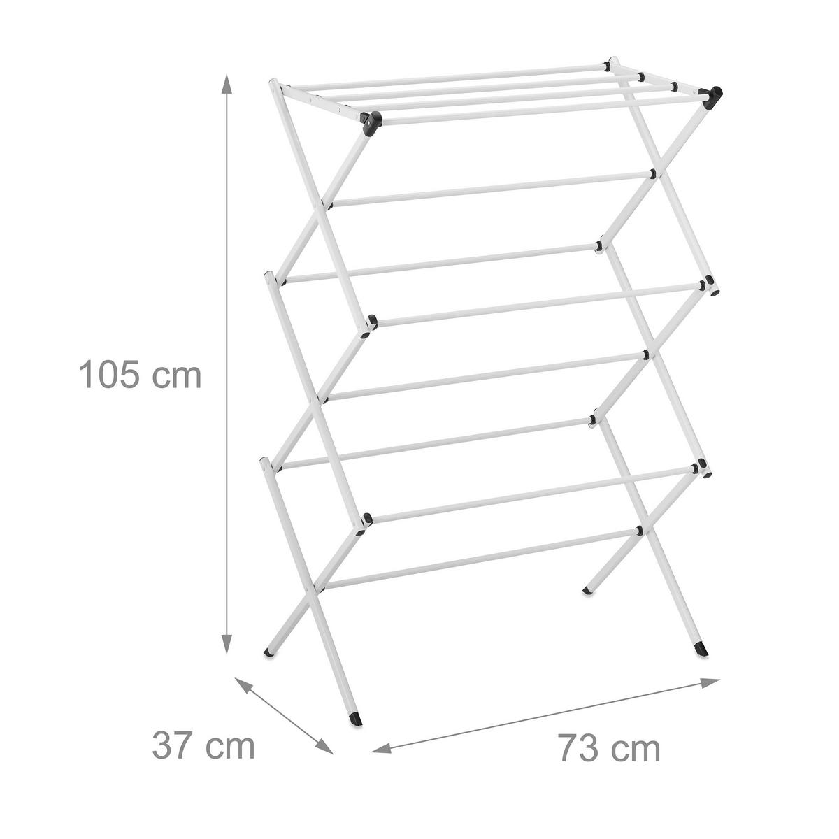 STOJAN na prádlo - biela, kov/plast (73/105/37cm) - Relaxdays