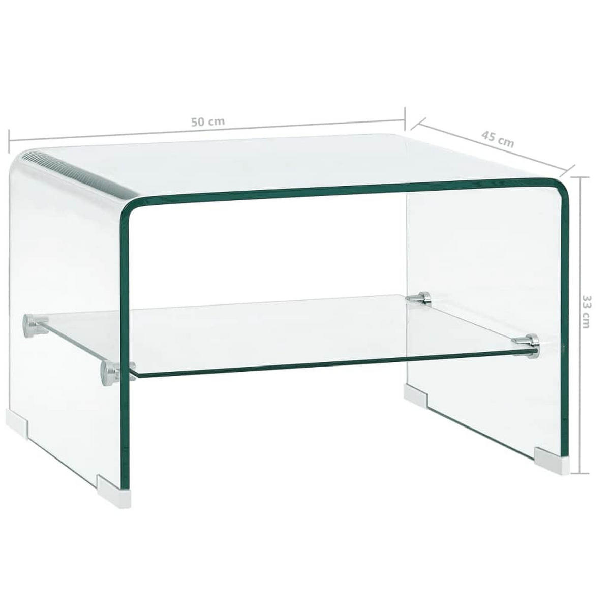 COUCHTISCH Transparent 50/45/33 Cm Hartglas - Klar, Glas (50/45/33cm) - vidaXL