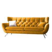 SOFA CHARME Gelb Velvet - Gelb/Silberfarben, Textil/Metall (175/94/95cm) - KAWOLA