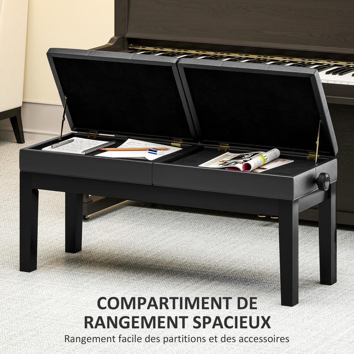 HOCKER DE-16413 2er-Set höhenverstellbar mit Stauraum Schwarz - Schwarz, Metall (37/58/105cm) - ComfortXL