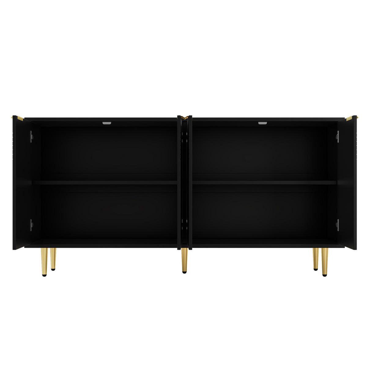 SIDEBOARD 160/40/80 cm mit 4 Türen, Soft-Close und viel Stauraum in Schwarz - Schwarz, Holzwerkstoff (160/80/40cm) - BEAOK