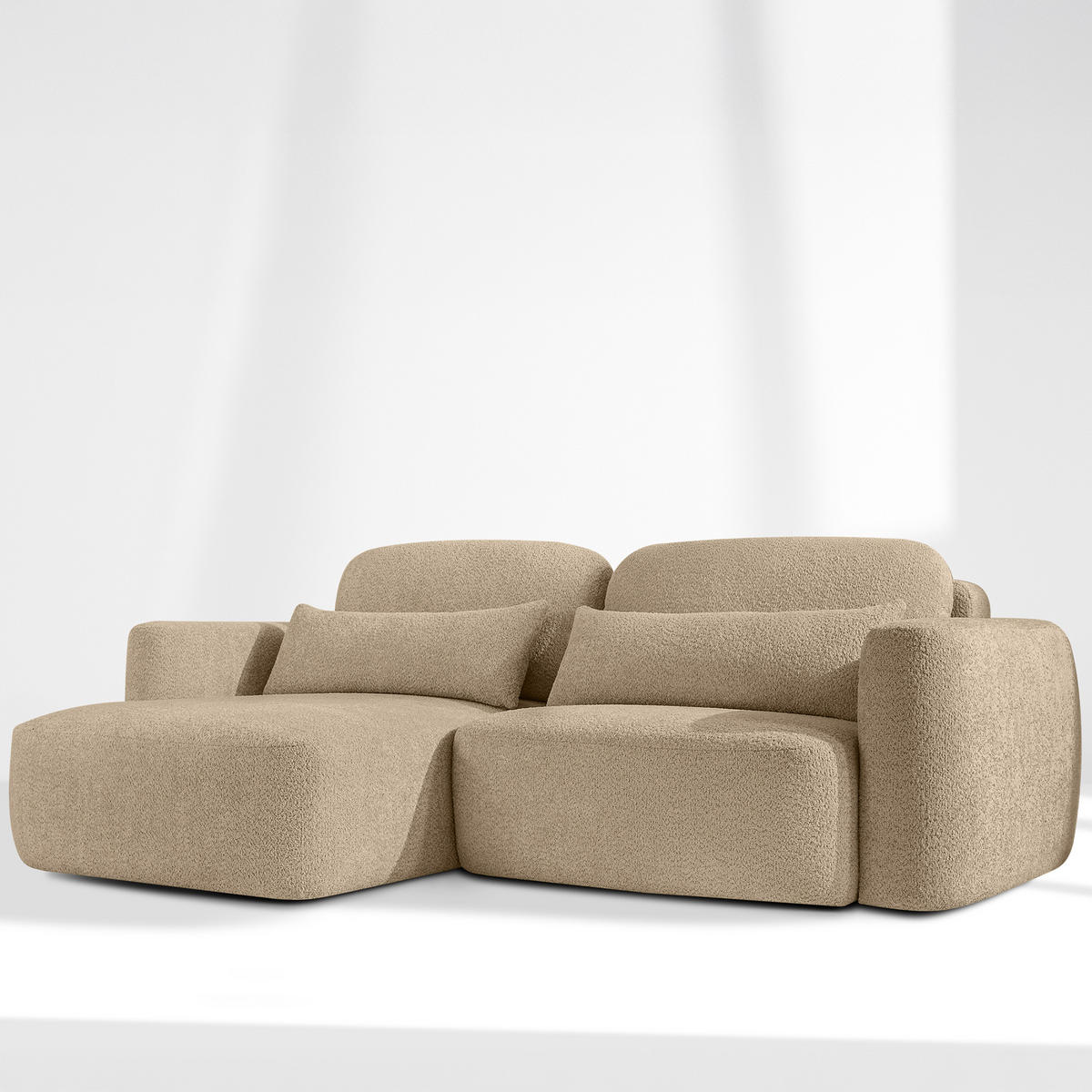 SITZGARNITUR ELOSA - Ecru, Holz/Textil (245/85/165cm) - KONSIMO®