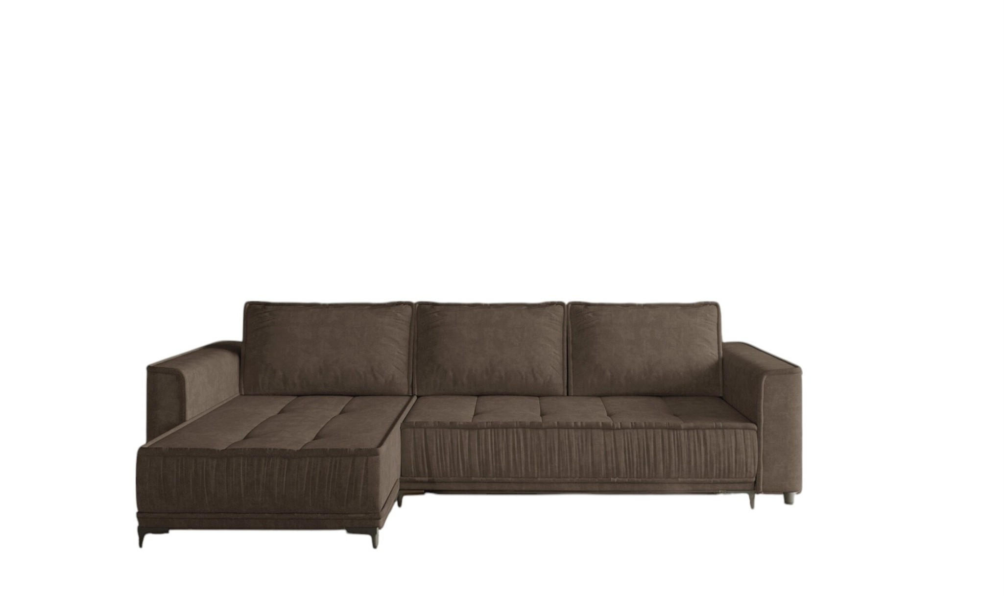 ECKSOFA Juna Mit Schlaffunktion - Braun, Holzwerkstoff/Textil (240/140cm) - Fun Möbel