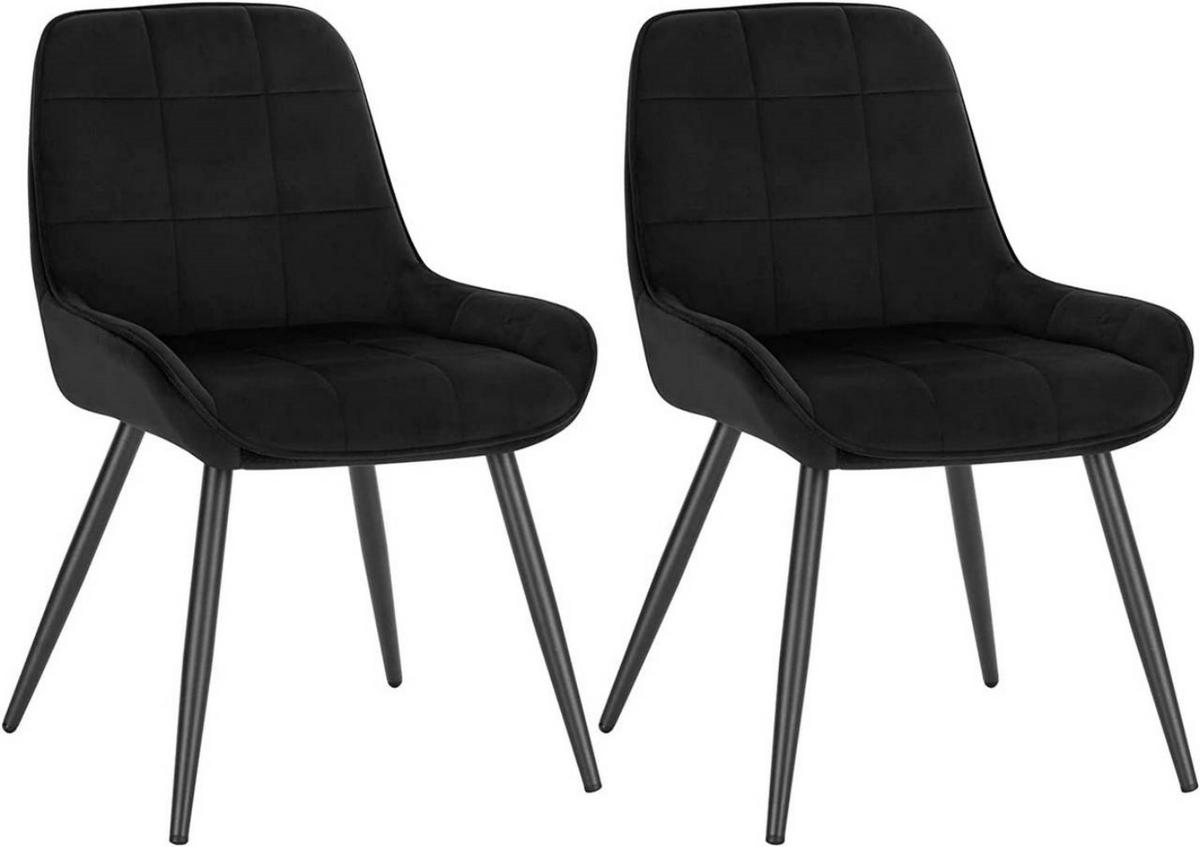 ESSZIMMERSTUHL 2er-Set, Polsterstuhl, Samt, Schwarz - Schwarz, Textil/Metall (52.5/81.5/62cm) - Woltu