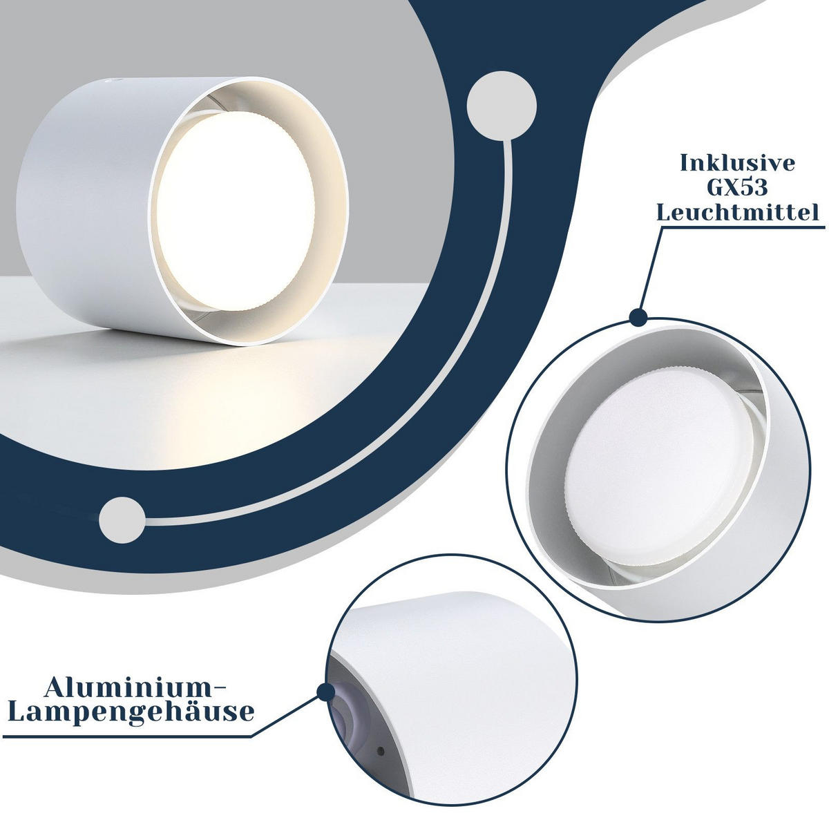 AUFBAULEUCHTE Adele II 10/10/8cm - Weiß, Metall (10/10/8cm) - Nettlife