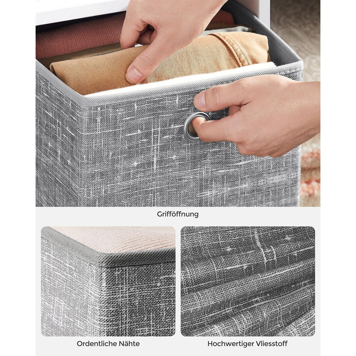 AUFBEWAHRUNGSBOX TIRANA 6ER-SET - Grau, Textil (26/28/26cm) - Hansiro