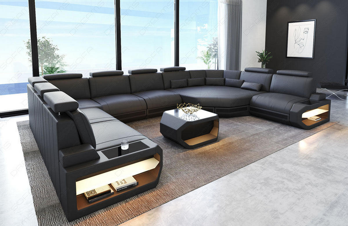 LEDERSOFA Asti L - Grau, Leder (427/93/280cm) - Sofa Dreams