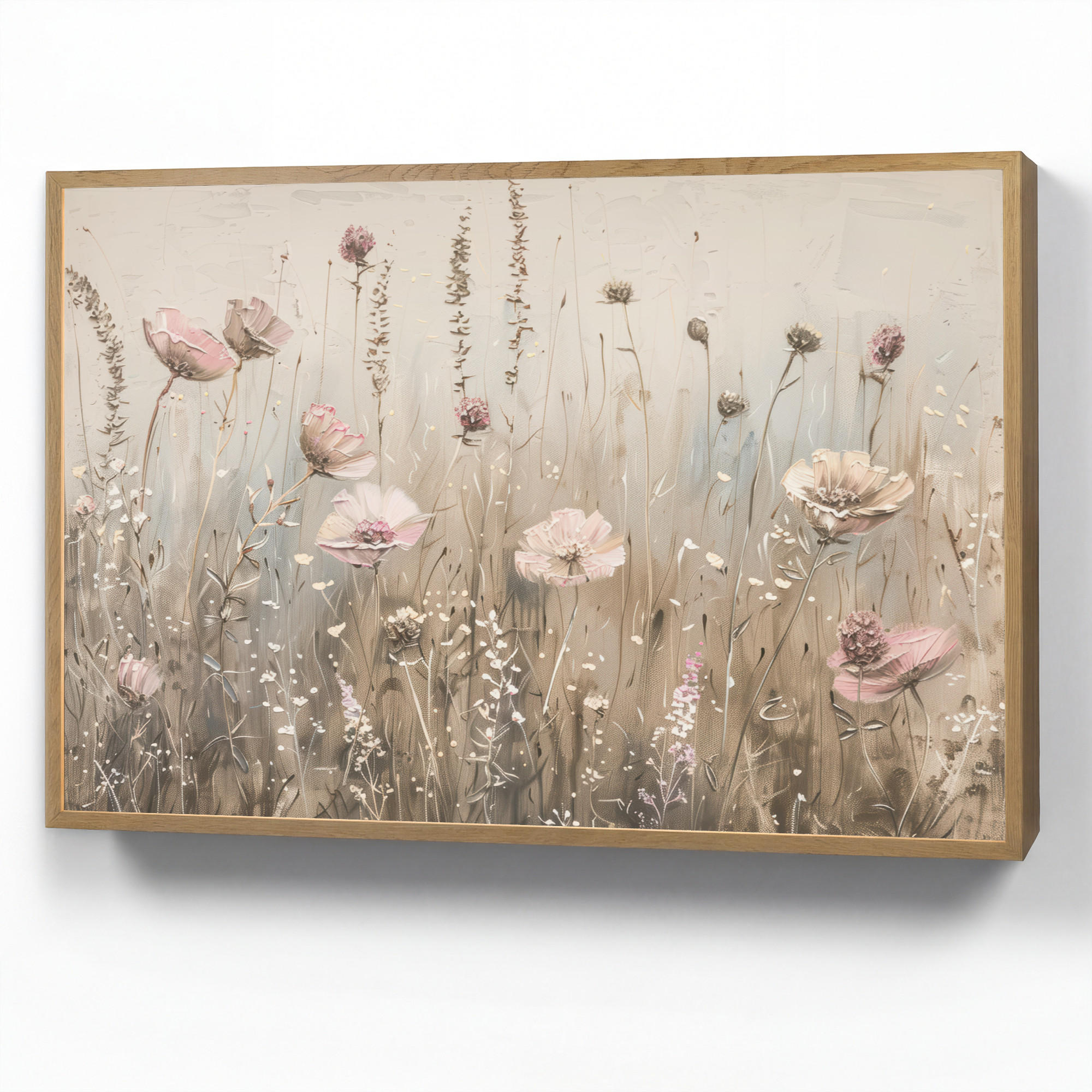 NÁSTĚNNÁ LAMPA S AKUMULÁTOREM Květiny - růžová - moderní - béžová 90x60 cm - starorůžová, kompozitní dřevo (90/60/8cm) - OnlyWow