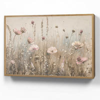 NÁSTĚNNÁ LAMPA S AKUMULÁTOREM Květiny - růžová - moderní - béžová 100x70 cm - starorůžová, kompozitní dřevo (100/70/8cm) - OnlyWow