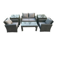 GARTENSET Polyrattan Dunkelgrau 4-Sitzer - Dunkelgrau, Metall - Fimous