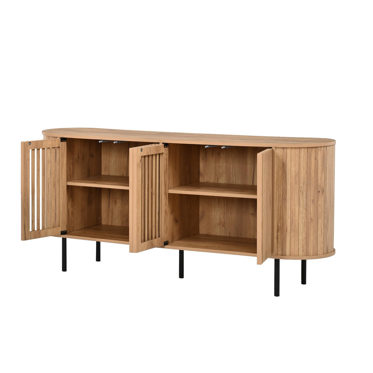 PŘÍBORNÍK Přírodní se 4 posuvnými dvířky, 160 × 40 × 70 cm - přírodní, kompozitní dřevo (160/70/40cm) - Urban Meuble