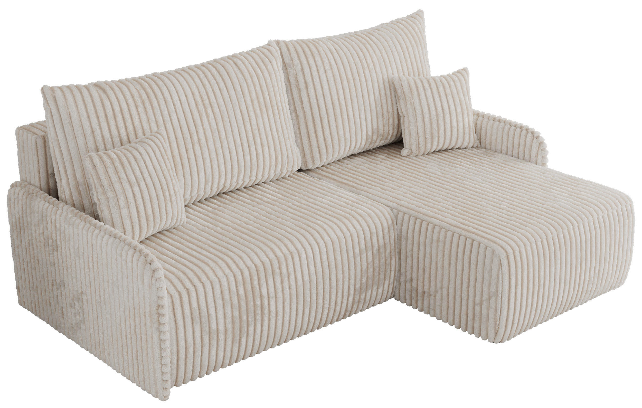 ECKSCHLAFSOFA ARPA L Creme Cord - rechts - Creme/Schwarz, Kunststoff/Textil (150/198cm) - MKS