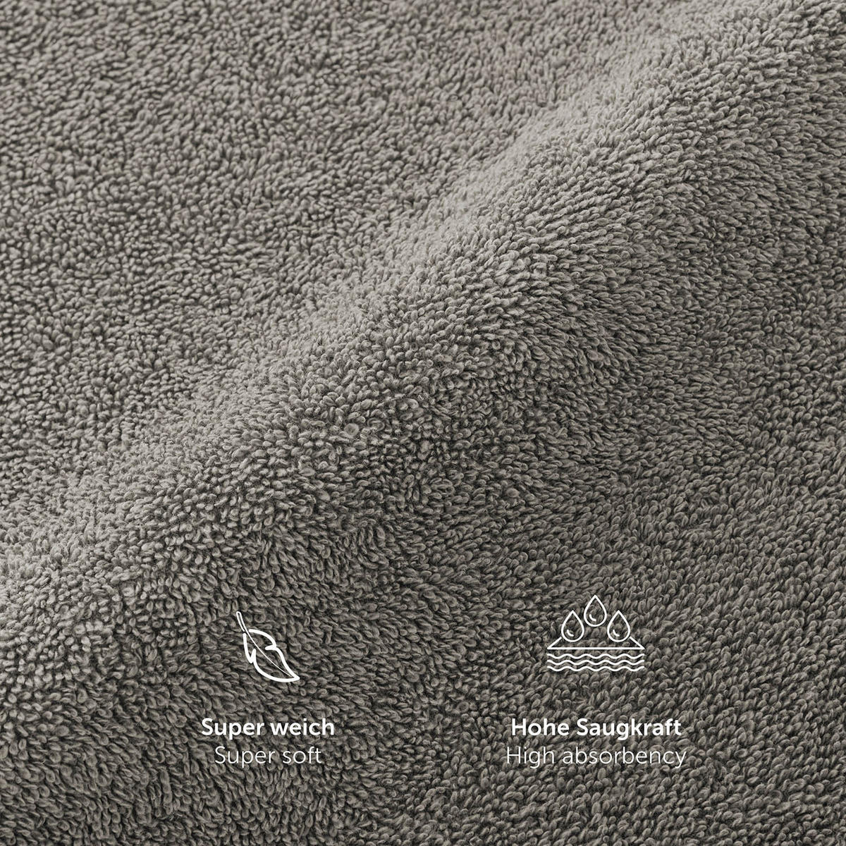 BADETUCH 4-teilig, 2x Badetuch 70/140 + 2x Handtuch 50/100 cm, Grau - Grau, Textil (70/140cm) - Blumtal