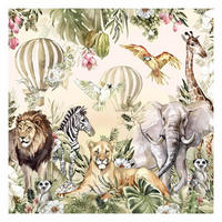 FOTOTAPETE Aquarell Savannen Tiere 288/288 cm - Multicolor, Papier (288/288cm) - Bilderwelten