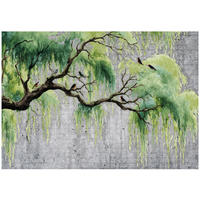 FOTOTAPETE Baum Beton Grün 200x140 cm - Multicolor, Papier (200/140cm) - Wallarena