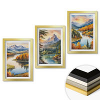 WANDBILDER 3er Set - 20x30 cm Goldrahmen - Berglandschaften mit einem Fluss - Goldfarben, Kunststoff (20/30cm) - ArtPrintCave