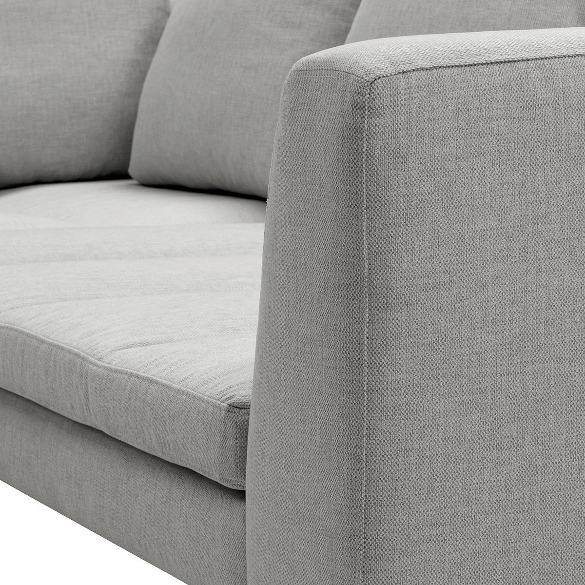 ECKSOFA mit Ottomane - Chromfarben/Hellgrau, Textil/Metall (319/230cm) - home24