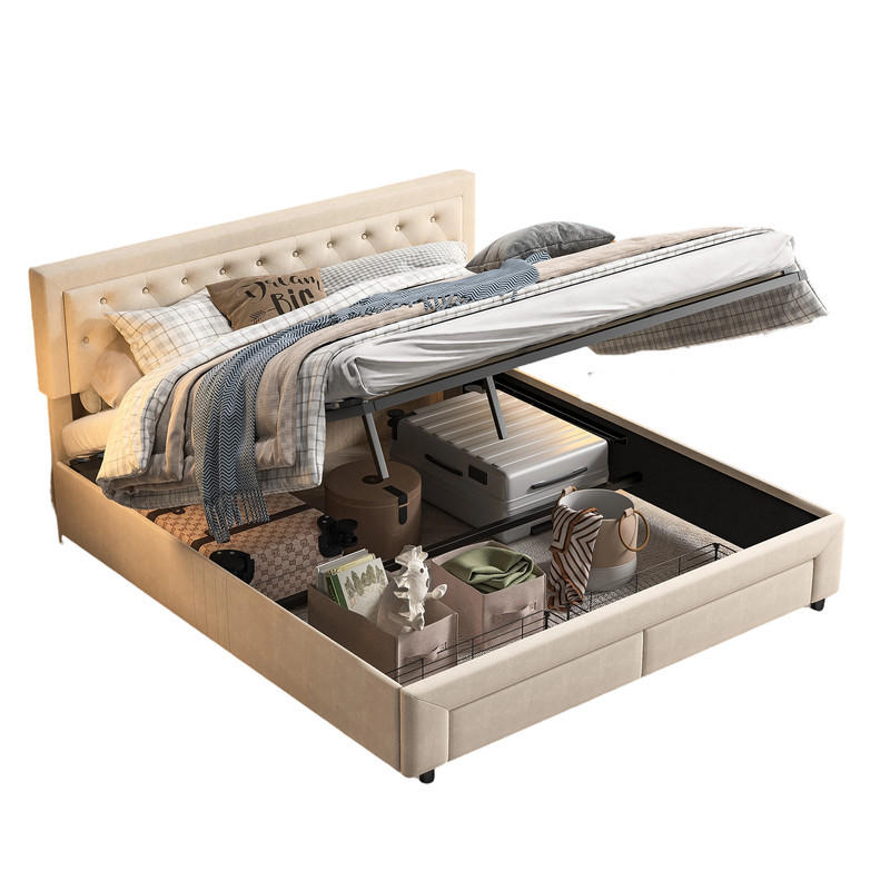 POLSTERBETT 180/200 cm Beige mit Bettkasten und Schubladen - Beige, Holz (180/200cm) - SHOPENTRA