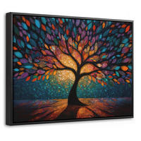 LEINWAND Bilder mit Rahmen - Mosaik - Bunt - Baum - Äste - 40x30 - Multicolor, Textil (40/30cm) - MuchoWow