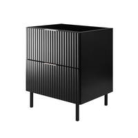 WASCHBECKUNTERSCHRANK, Schwarz, 60 x 77 x 46 cm, silberner Griff, schwarze Beine, ohne Arbeitsplatte - Silberfarben/Schwarz, Holzwerkstoff (60/77/46cm) - 3XE LIVING