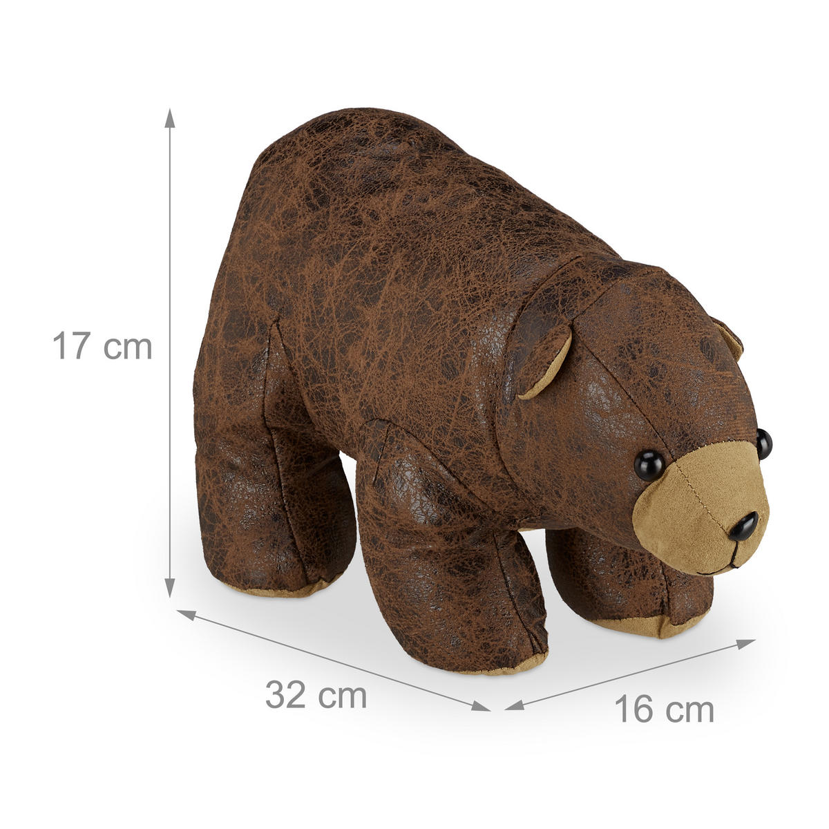 DÖRRSTOPP Brun björn tyg sandfylld - Brun, Textil/Naturmaterial (16/32cm) - Relaxdays
