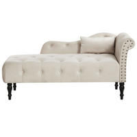 ČALOUNĚNÉ LEHÁTKO CHAISE LONGUE PRAVOSTRANNÉ Sametová látka Světle béžové Ivry - černá/béžová, textil (152/72/62cm) - Beliani