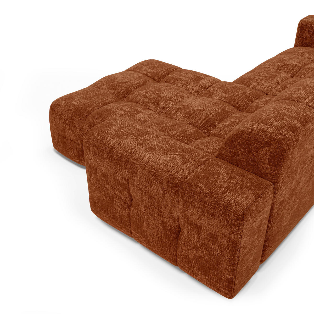 ECKSOFA RECHTS geprägter Samt terracotta 230cm - Terra cotta, Textil (155/230cm) - Sia Home