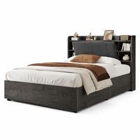 JUGENDBETT 180/200 mit Bettkasten, USB, Type-C und Stauraum am Kopfteil in Grau - Grau, Holzwerkstoff/Metall (180/200cm) - EVRYAE