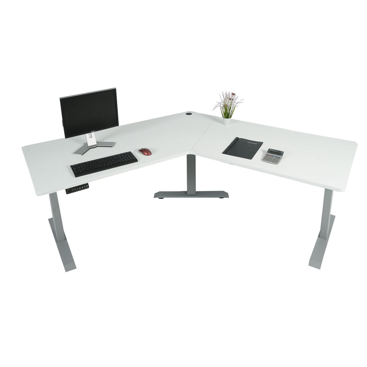 SCHREIBTISCH rechteckig Weiß, Grau - Weiß/Grau, Metall (75/257/121cm) - Jamb
