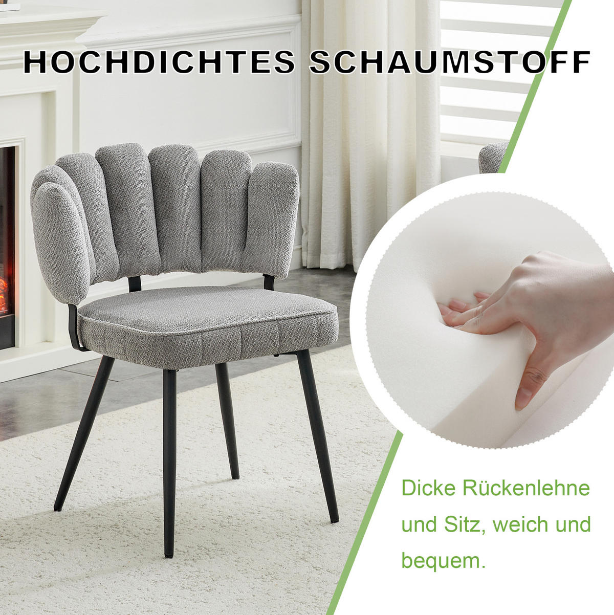 ESSZIMMERSTUHL 2er-Set mit Samtbezug 80 cm Grau Schwarz - Grau, Metall (46/80/60cm) - Meubliv