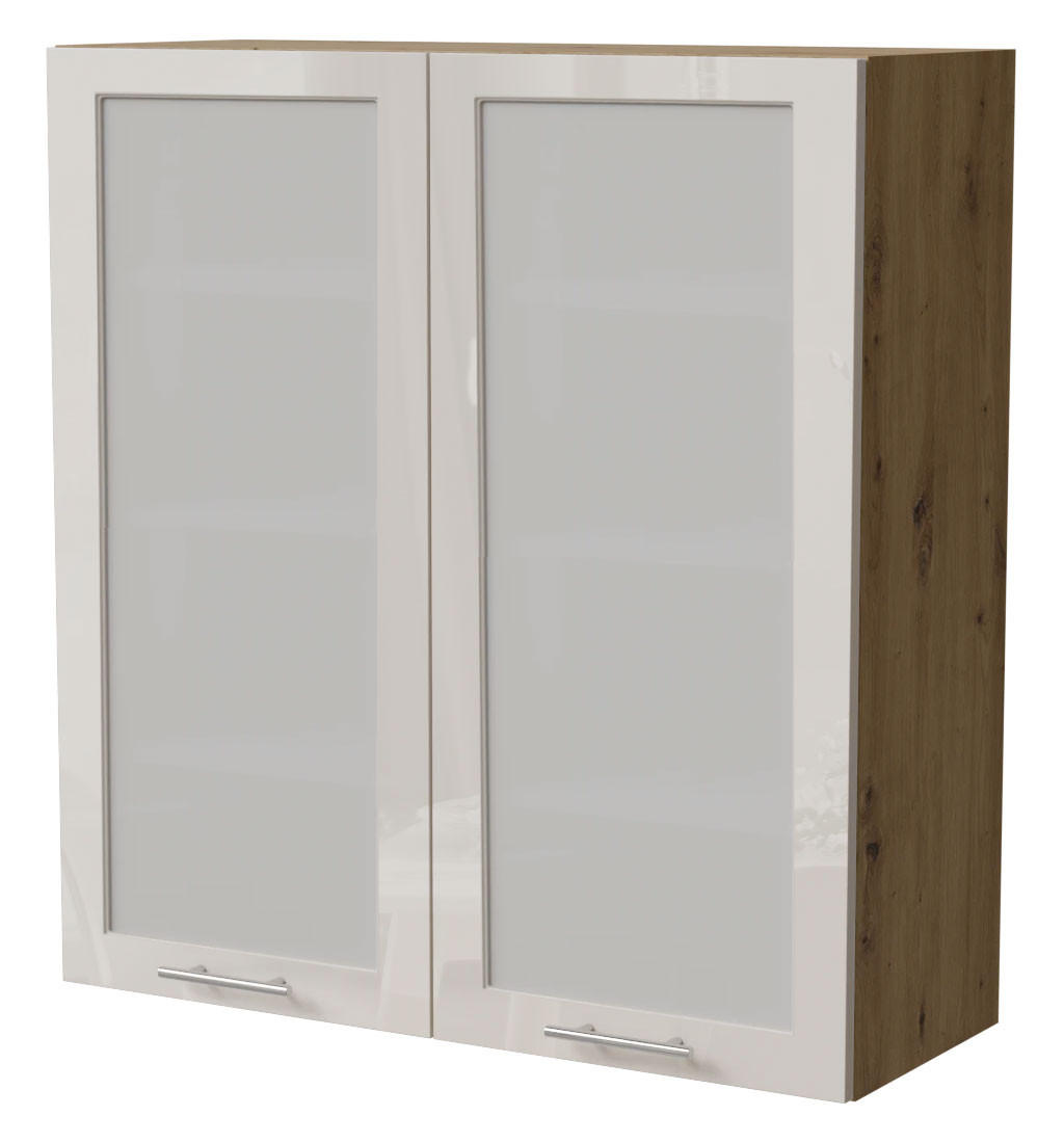 HÄNGESCHRANK Brerra W4S/90 Eiche Artisan / RAL 9001 creme Hochglanz 90 / 32,5 / 96cm - Creme/Eiche Artisan, Holz/Holzwerkstoff (90/96/32.5cm) - Feldmann-Wohnen