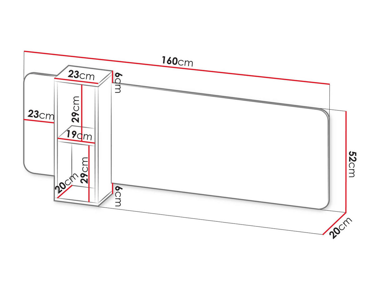 WANDPANEEL MIT REGAL Philippe - Kaschmir/Schwarz, Holzwerkstoff (160/52/20cm) - MIRJAN24