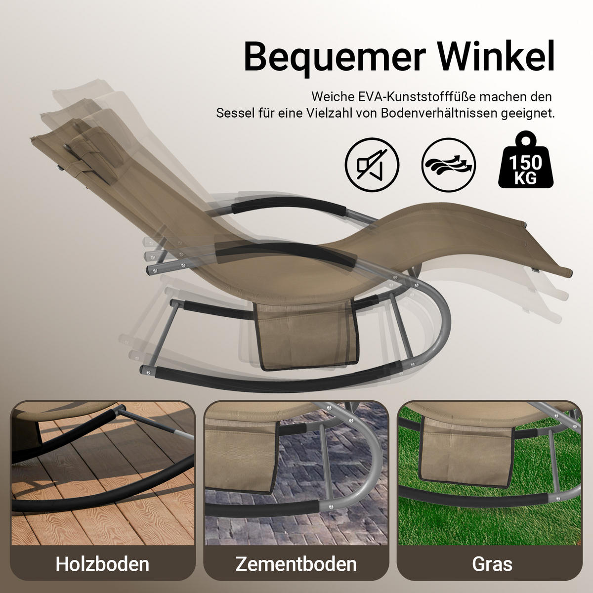 SONNENLIEGE 2er Set Braun - Braun, Metall (63/83/150cm) - SoBuy