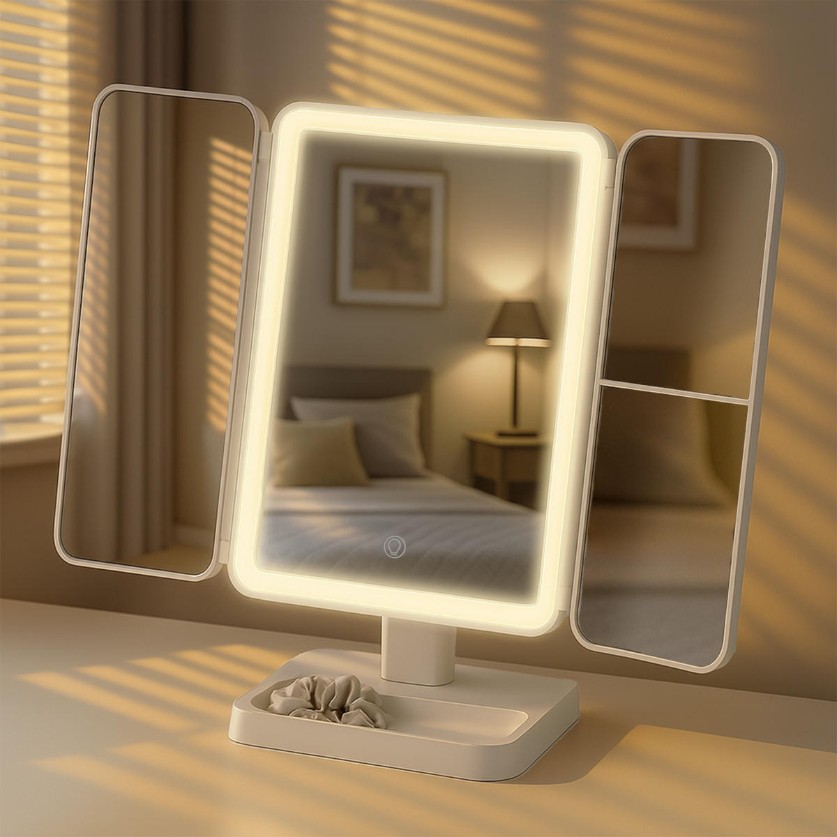 SCHMINKSPIEGEL eckig 18/10/29 cm Kunststoff Weiß - Weiß, Kunststoff (18/29/10cm) - CLP