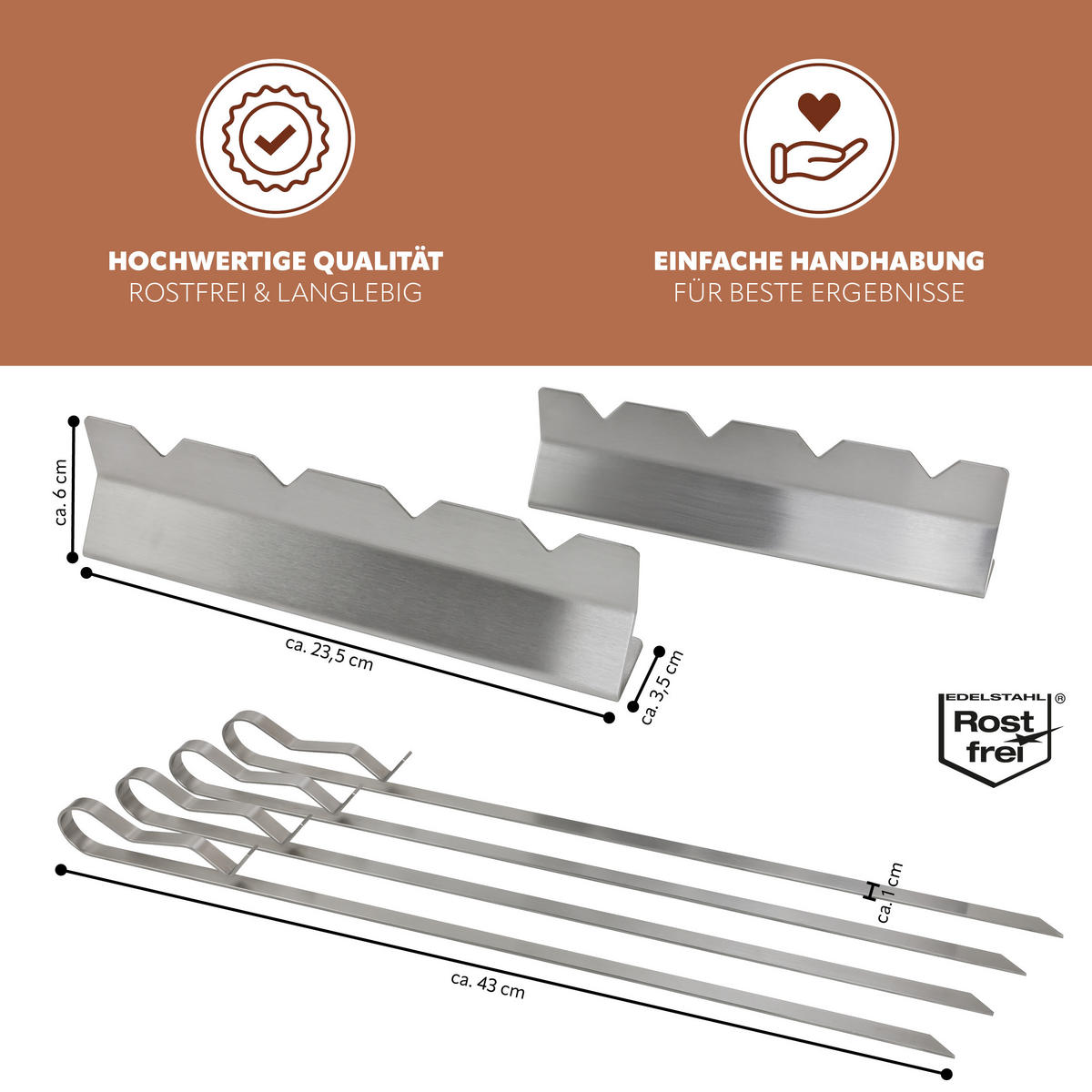 GRILLSPIESSE 4er-Set, silber, Metall - Edelstahlfarben, Metall (43cm) - bremermann